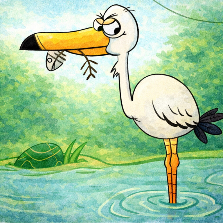 featured image kids story stork and crab panchatantra
